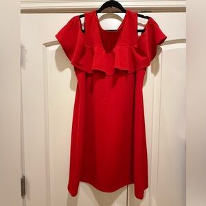 Jules & Leopold Vibrant Red Ruffle Dress